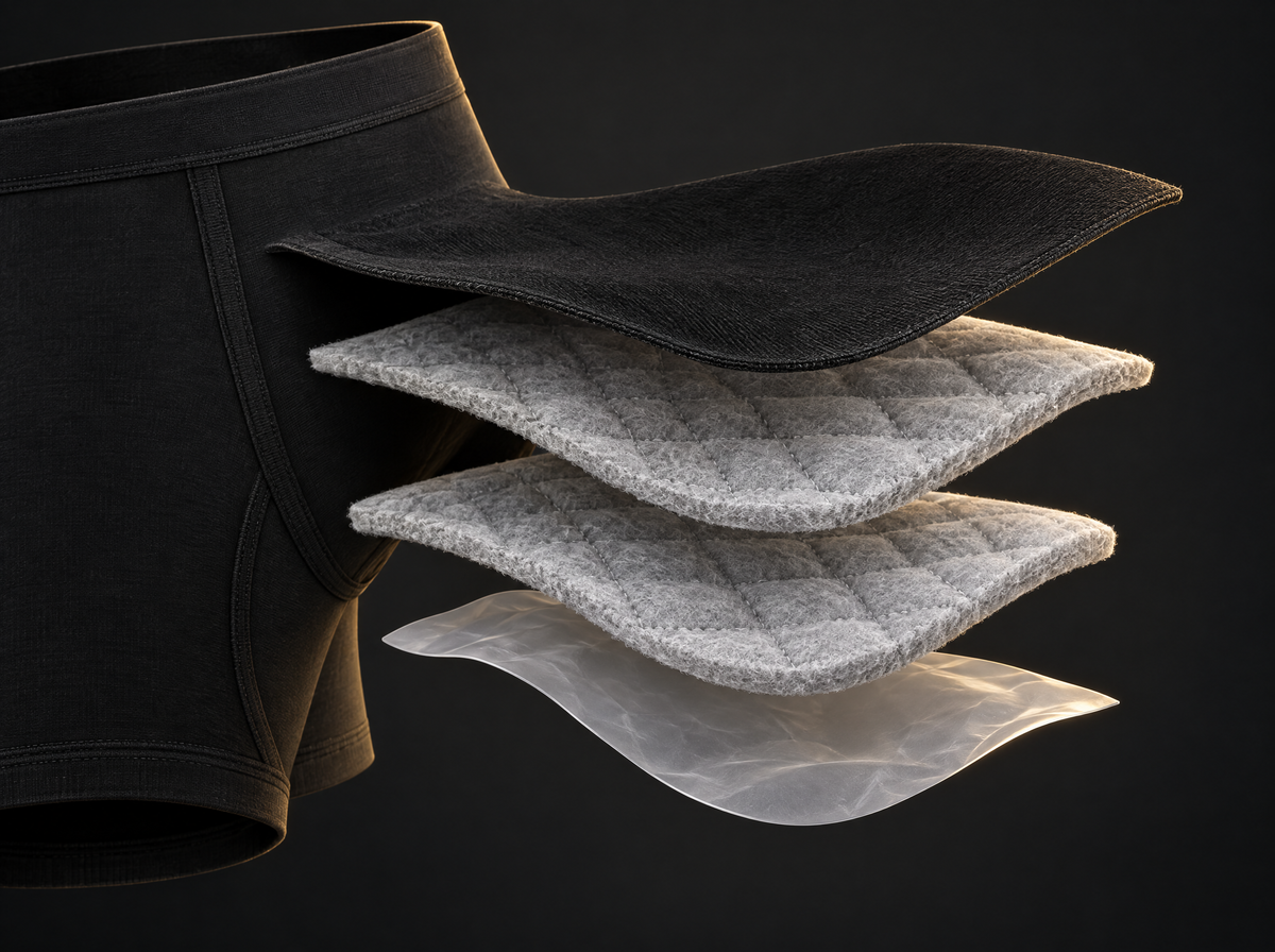Exploded view of the Garrison absorbent core layers