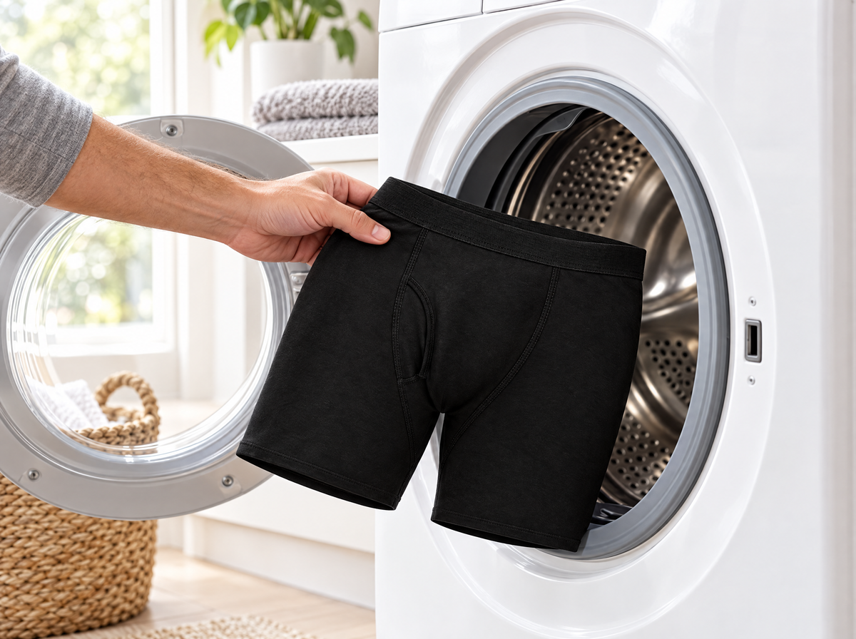 Garrison boxer briefs going into the washing machine