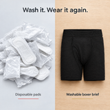 Washable boxer brief compared with disposable pads