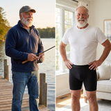 Out on the dock and at home: the same man, the same boxer brief underneath